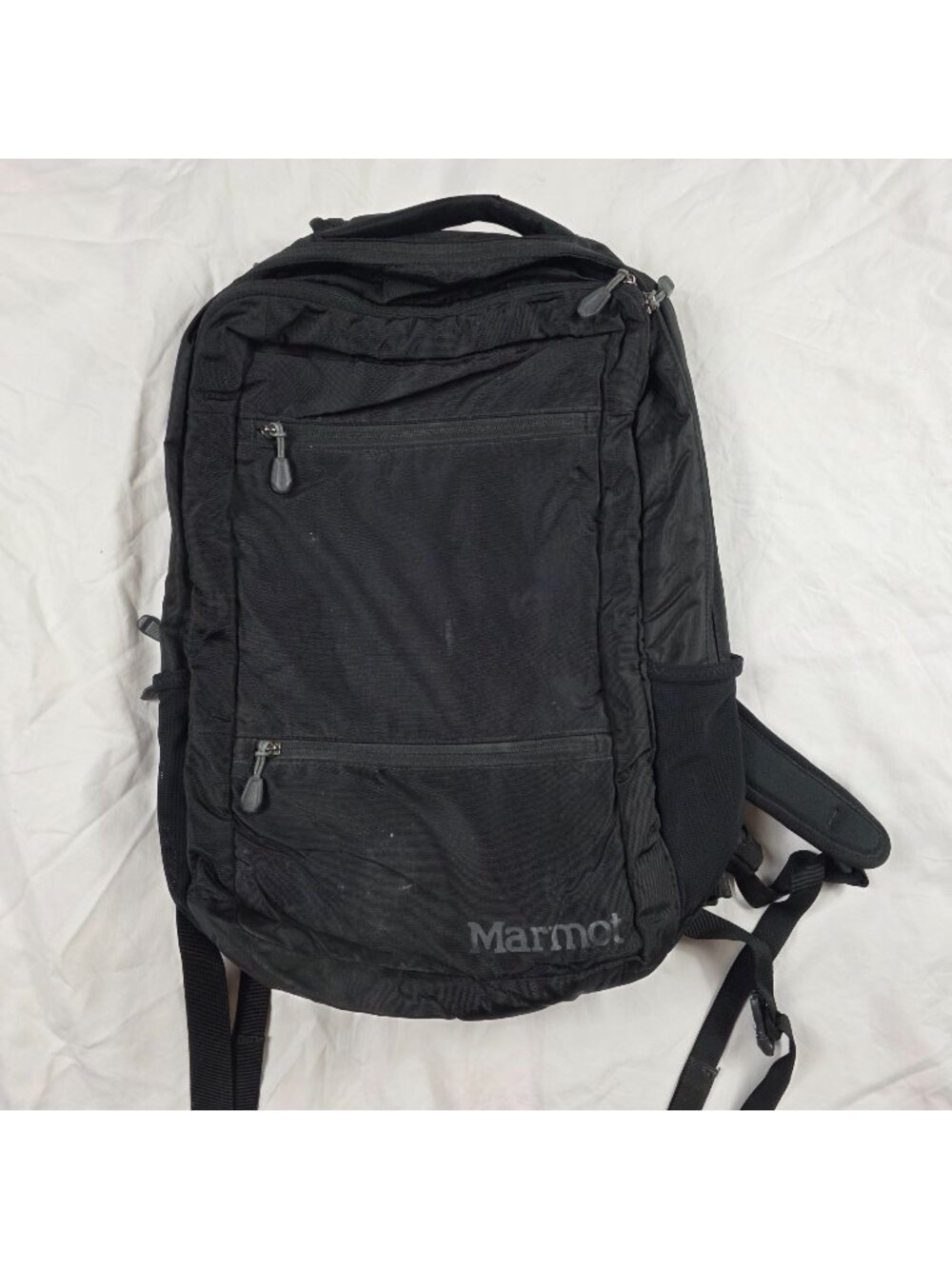 Marmot Black Nylon Backpack With Padded Straps Multiple Zipper Compartments